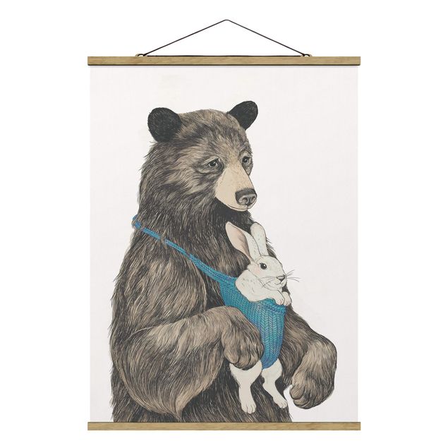 Tavlor modernt Illustration Bear And Bunny Baby