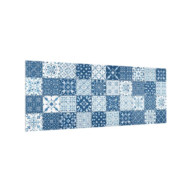 glasskivor kök Tile Pattern Mix Blue White