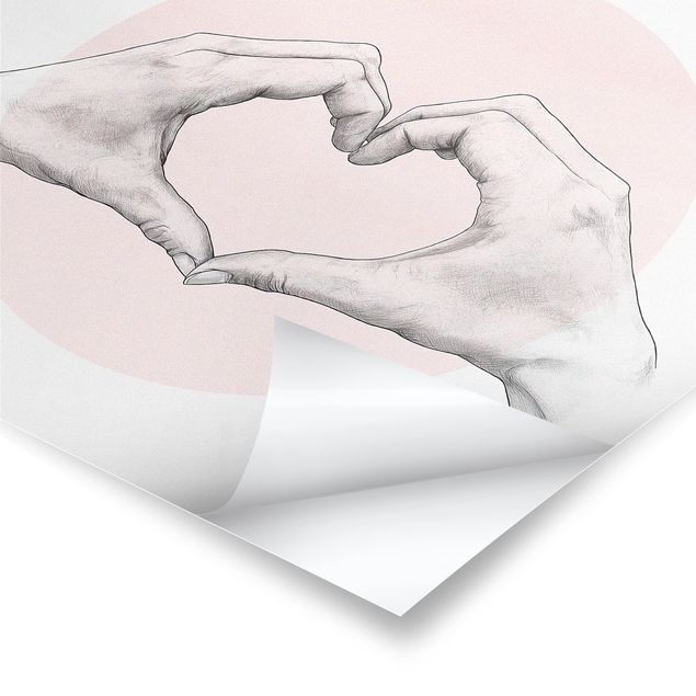 Tavlor Illustration Heart Hands Circle Pink White