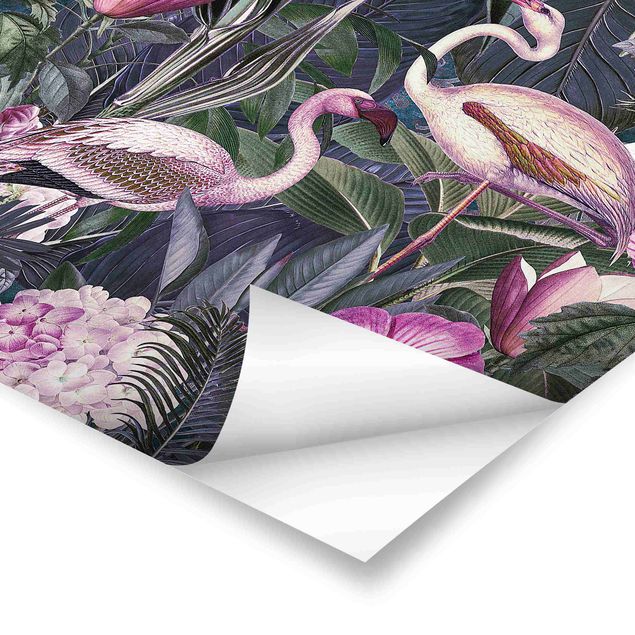 Tavlor Colourful Collage - Pink Flamingos In The Jungle