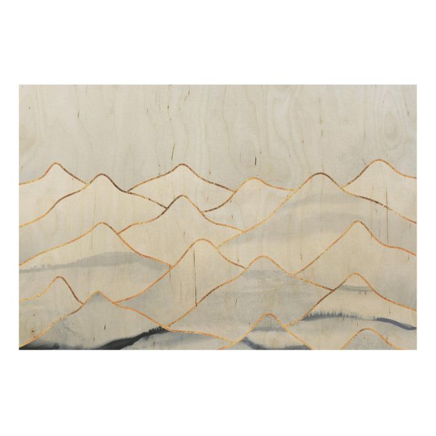 Tavlor Elisabeth Fredriksson Watercolour Mountains White Gold