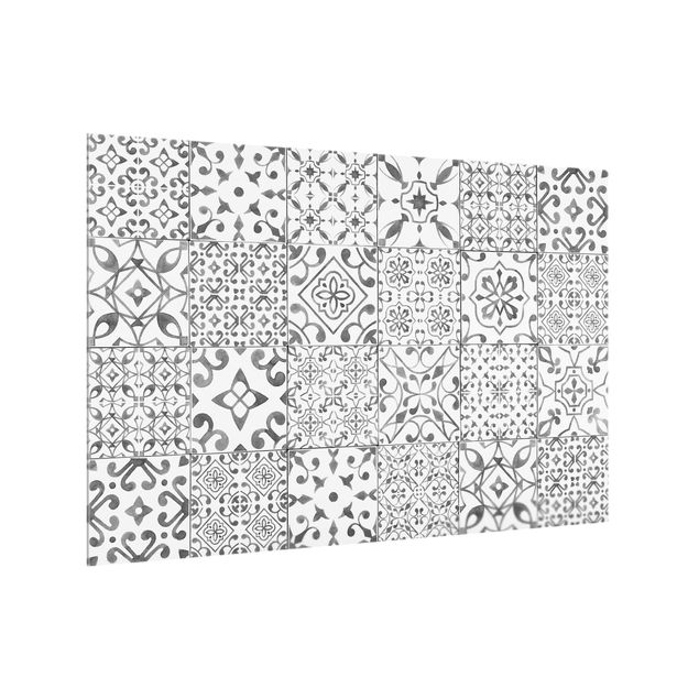 glasskiva kök Pattern Tiles Gray White