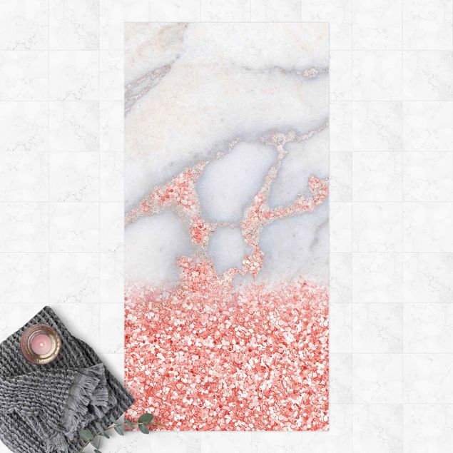 utomhusmattor Marble Look With Pink Confetti