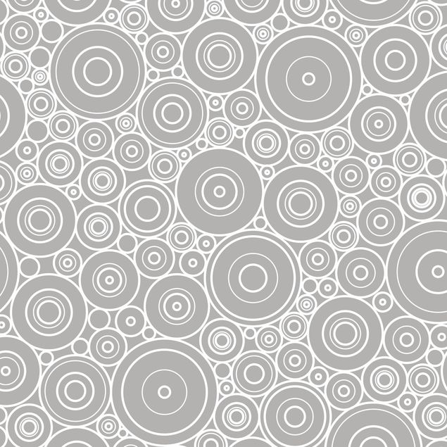 Självhäftande folier grått 60s Retro Circle Pattern Light Grey White