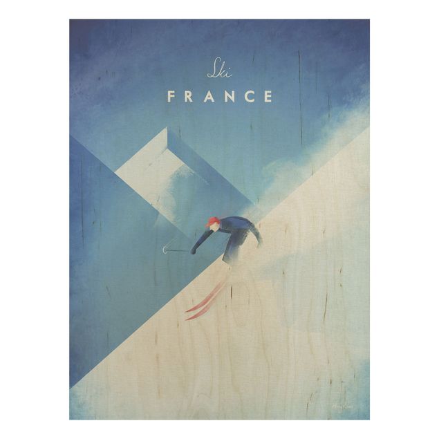 Trätavlor landskap Travel Poster - Ski In France