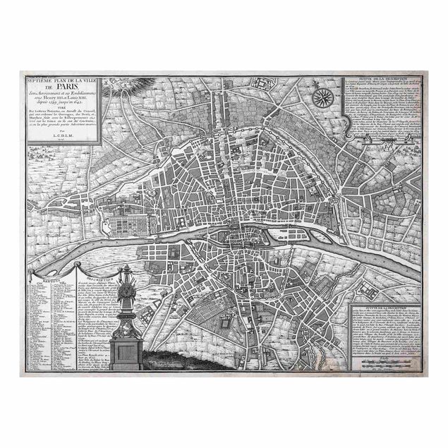 Tavlor Paris Vintage Map City Of Paris Around 1600