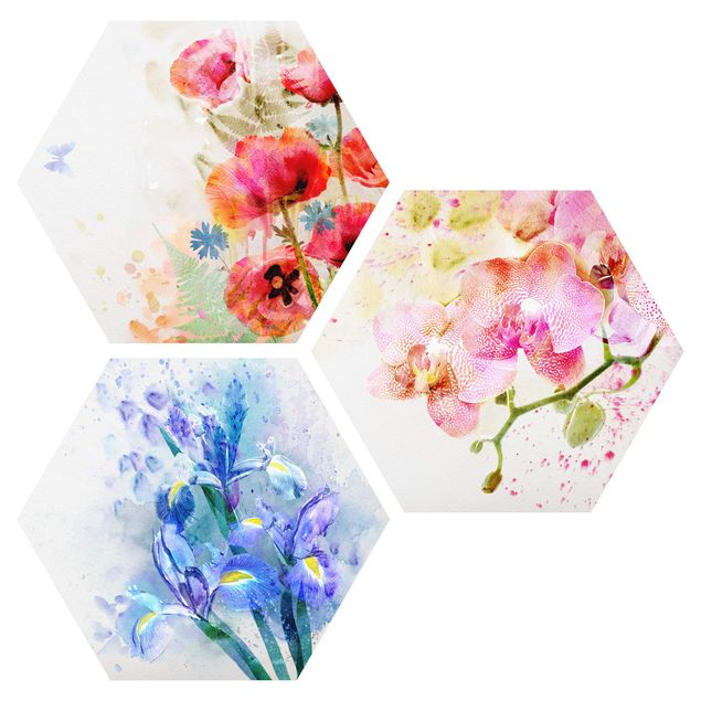 Tavlor blommor Watercolour Flower Trio