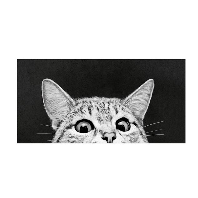 moderna mattor Illustration Cat Black And White Drawing