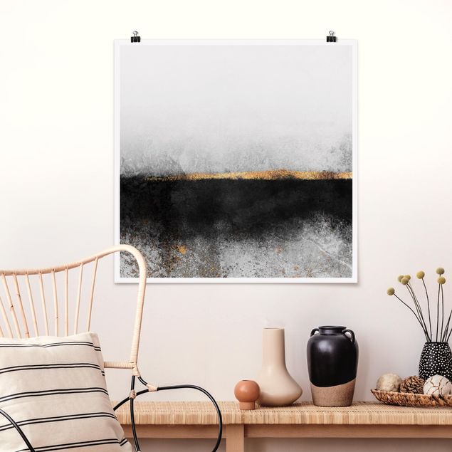 Kök dekoration Abstract Golden Horizon Black And White