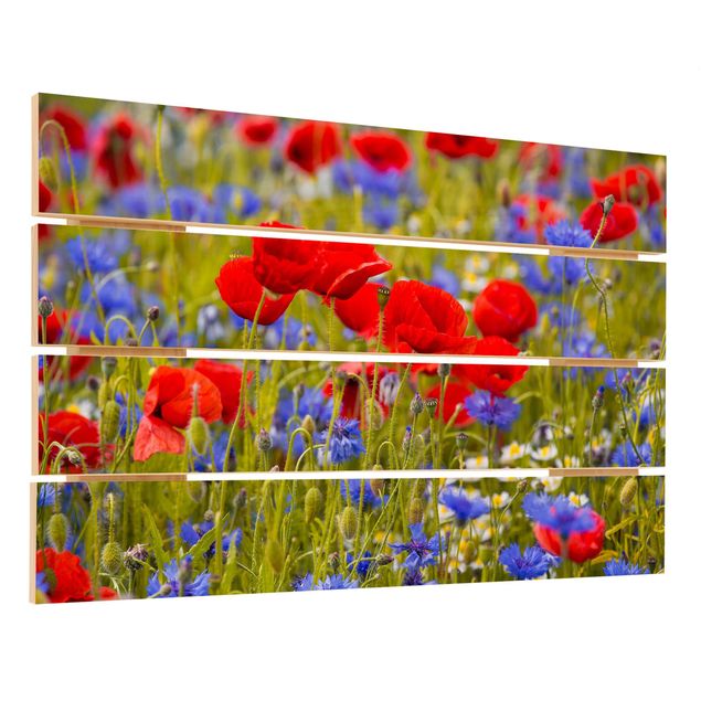 Trätavlor Summer Meadow With Poppies And Cornflowers