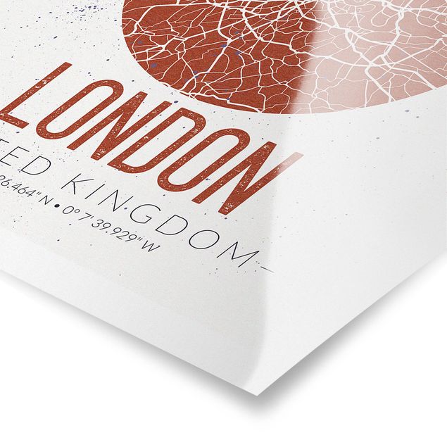 Tavlor röd City Map London - Retro