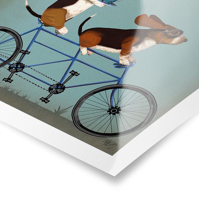 Posters djur Cycling - Bassets Tandem