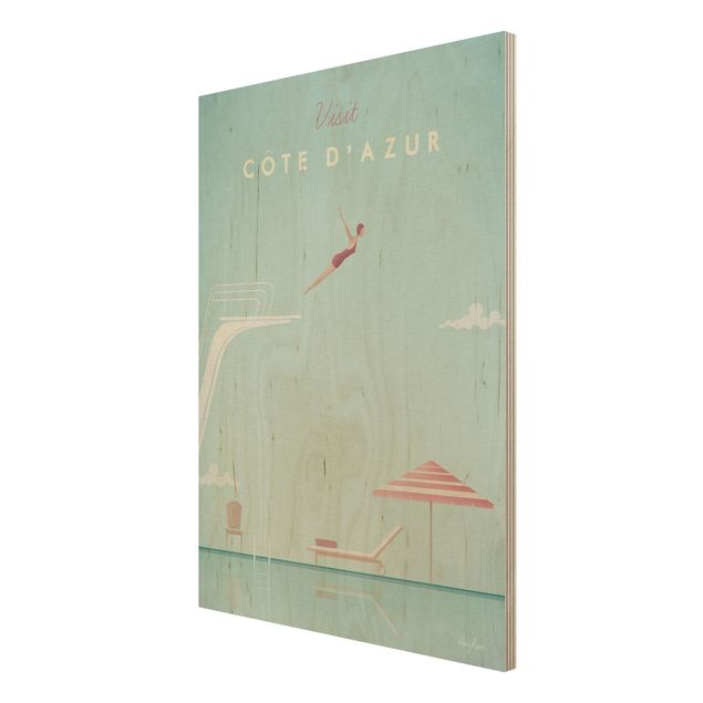 Trätavlor stränder Travel Poster - Côte D'Azur