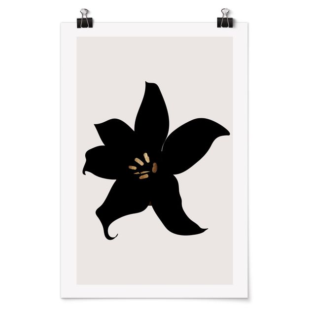 Posters blommor  Graphical Plant World - Orchid Black And Gold