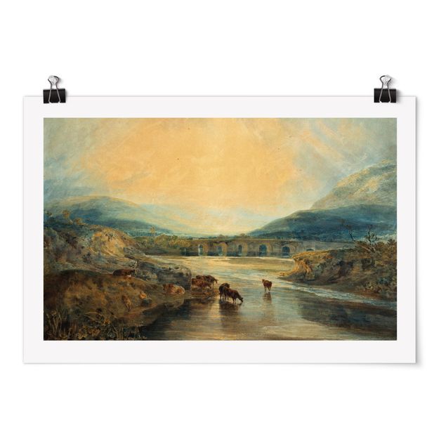 Konststilar William Turner - Abergavenny Bridge, Monmouthshire: Clearing Up After A Showery Day