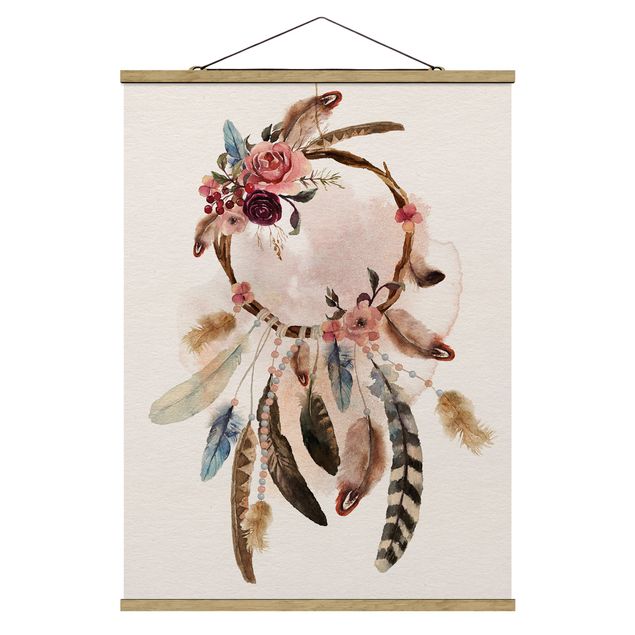 Tavlor modernt Dream Catcher With Roses And Feathers