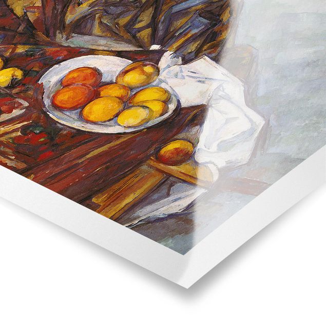Posters konstutskrifter Paul Cézanne - Still Life, Flower Curtain, And Fruits