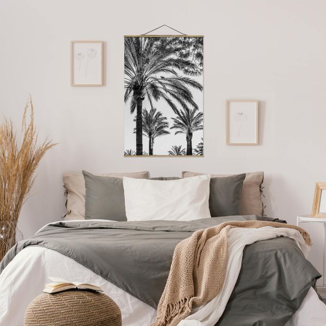 Tavlor landskap Palm Trees At Sunset Black And White