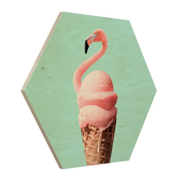 Hexagonala tavlor Ice Cream Cone With Flamingo
