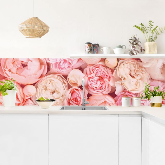 Självhäftande stänkskydd kök blommor  Roses Rosé Coral Shabby