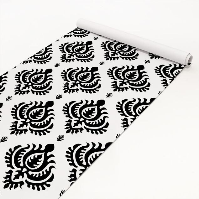 Möbelfolier skåp Neo Baroque Black And White Damask Pattern