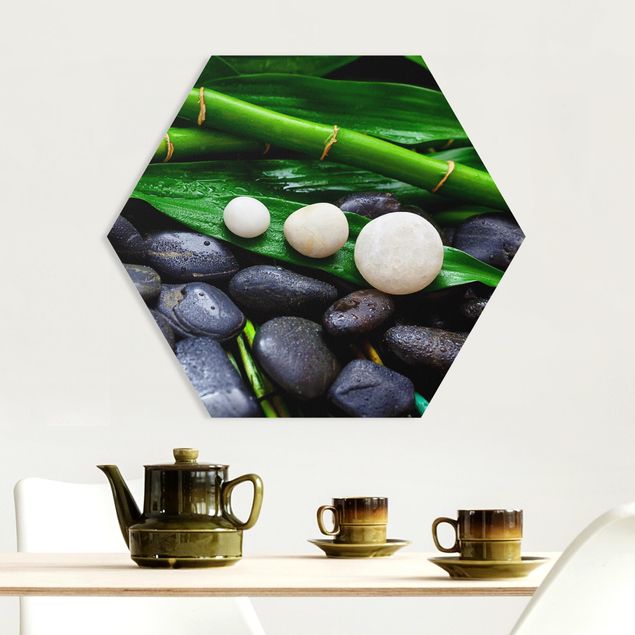 Kök dekoration Green Bamboo With Zen Stones