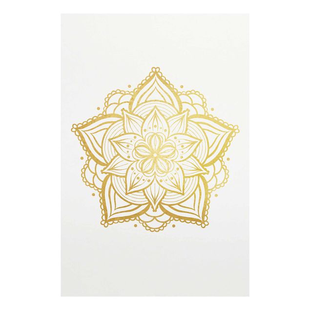 Tavlor Mandala Flower Illustration White Gold