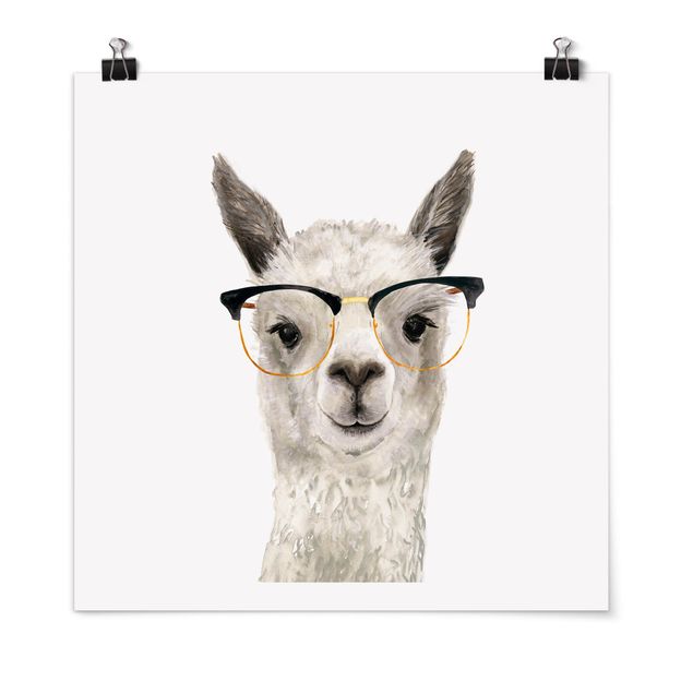 Posters djur Hip Lama With Glasses I