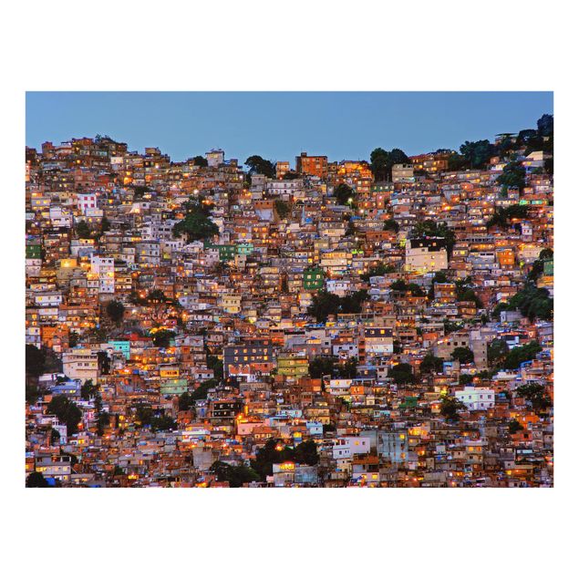 Glas Spritzschutz - Rio de Janeiro Favela Sonnenuntergang - Querformat - 4:3