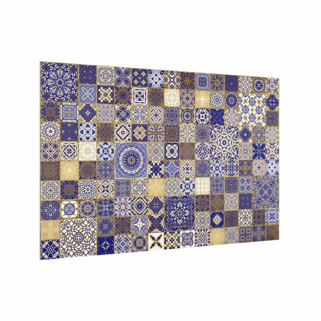 Tavlor Andrea Haase Oriental Tiles Blue With Golden Shimmer