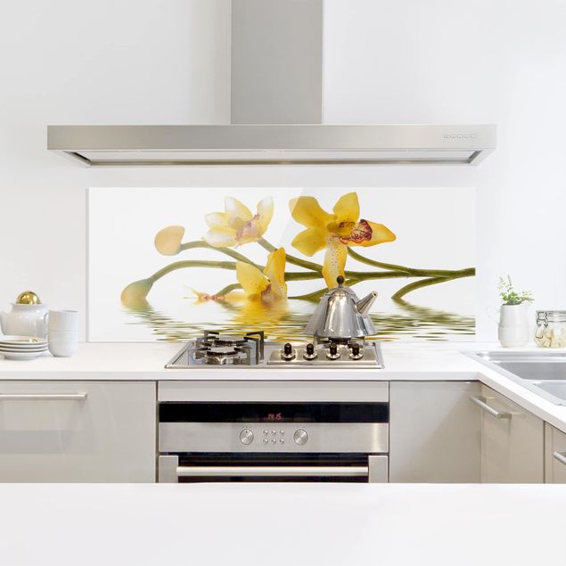 Stänkskydd kök glas blommor  Saffron Orchid Waters
