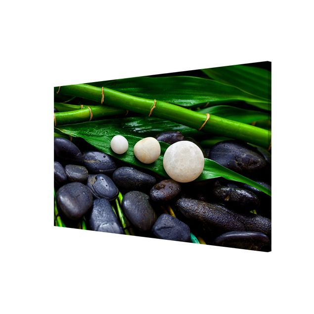 Magnettavla blommor  Green Bamboo With Zen Stones