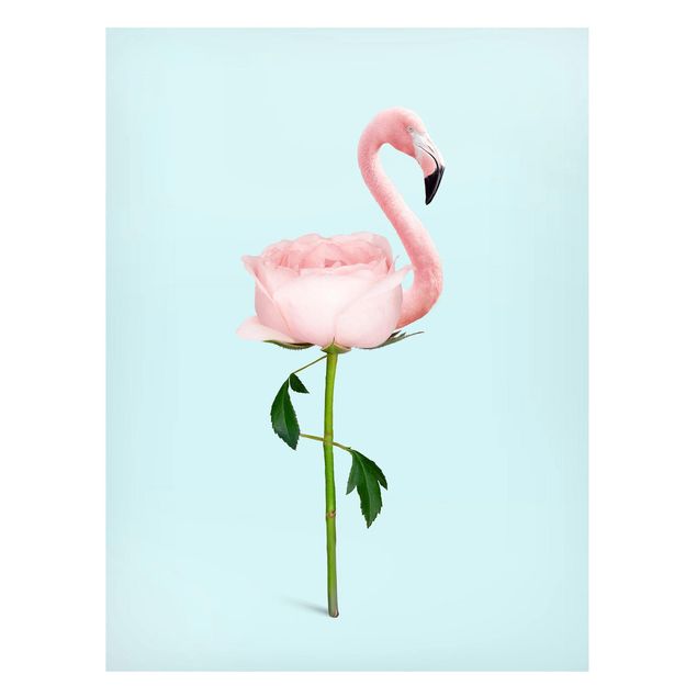 Magnettavla blommor  Flamingo With Rose