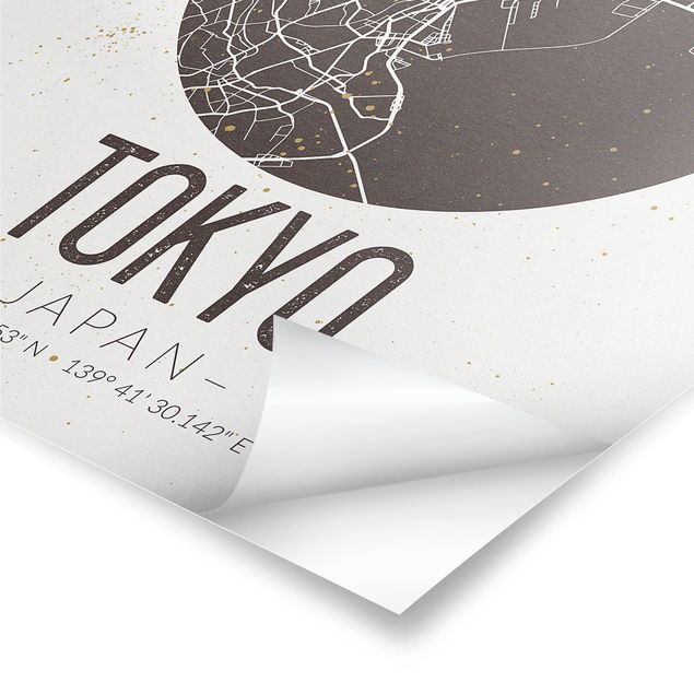 Tavlor brun Tokyo City Map - Retro