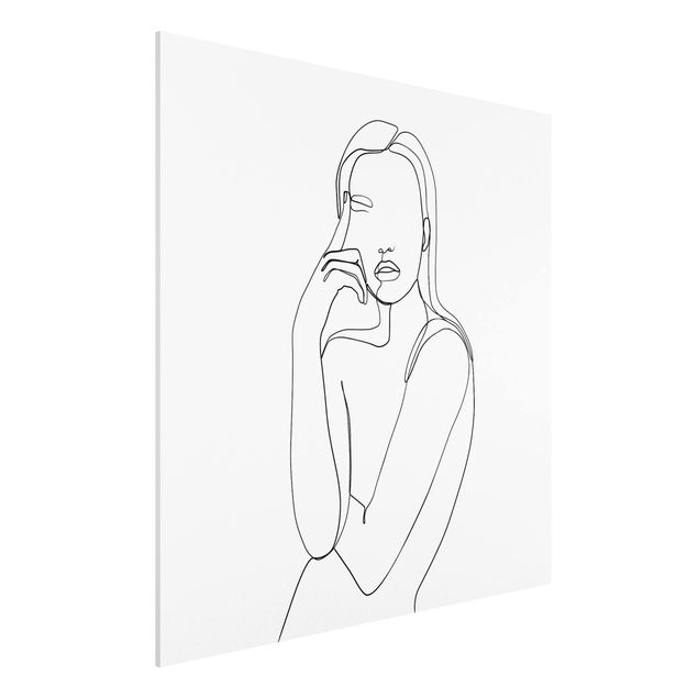 Konststilar Line Art Pensive Woman Black And White