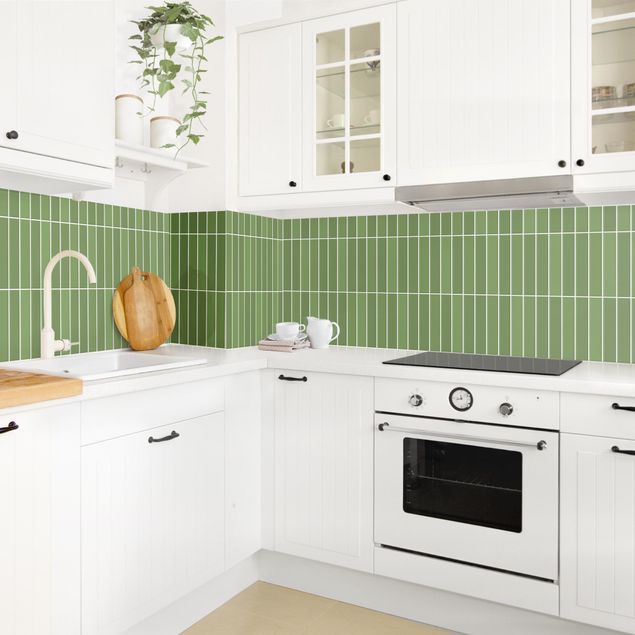 Stänkskydd kök enfärgad Subway Tiles - Green
