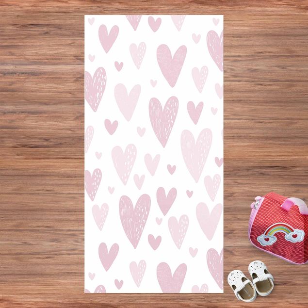 altanmattor Small And Big Drawn Light Pink Hearts