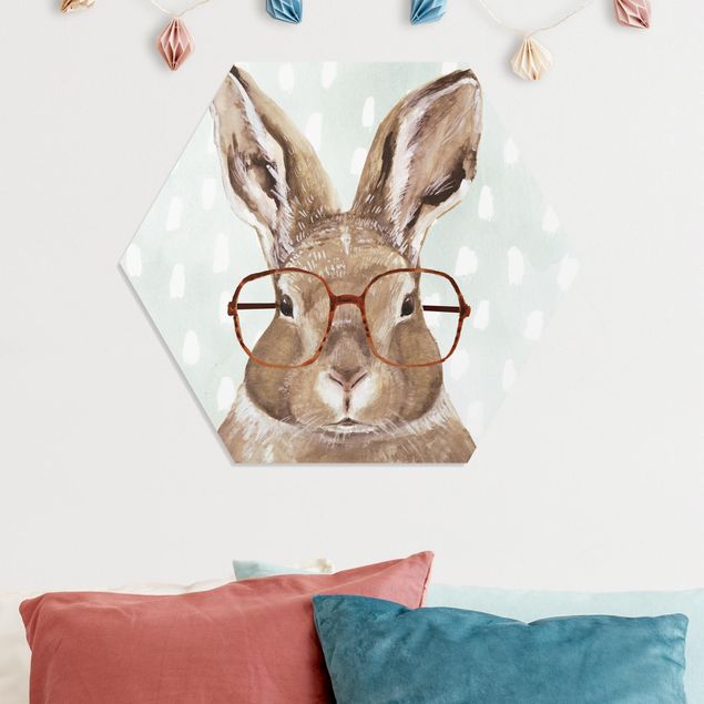 Tavlor modernt Animals With Glasses - Rabbit