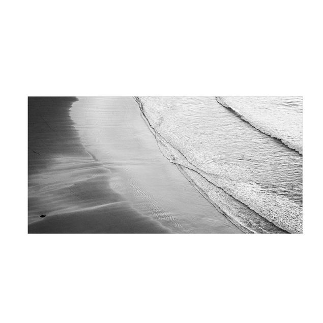 svartvit matta Soft Waves On The Beach Black And White