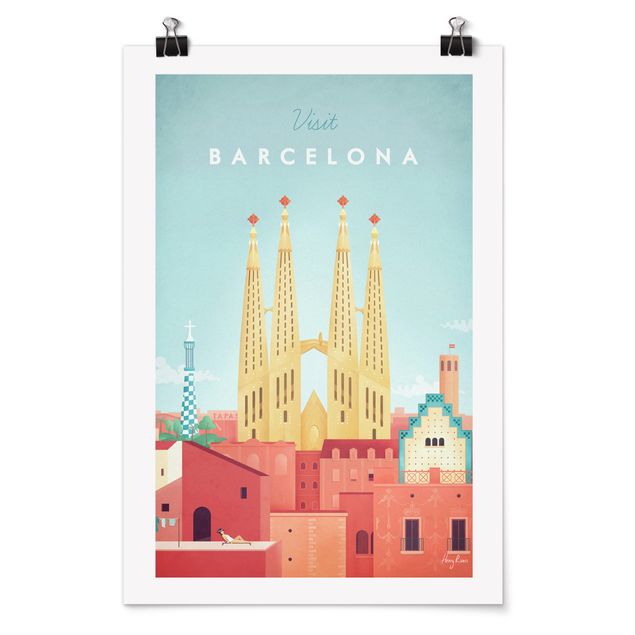 Posters konstutskrifter Travel Poster - Barcelona