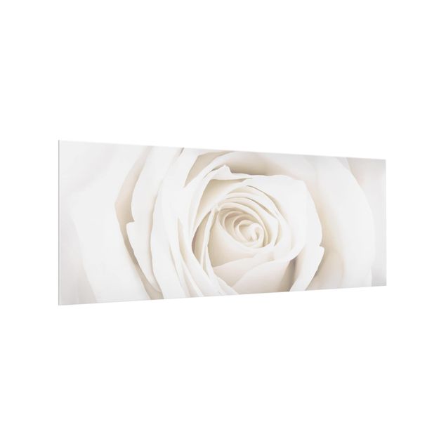 glasskiva kök Pretty White Rose