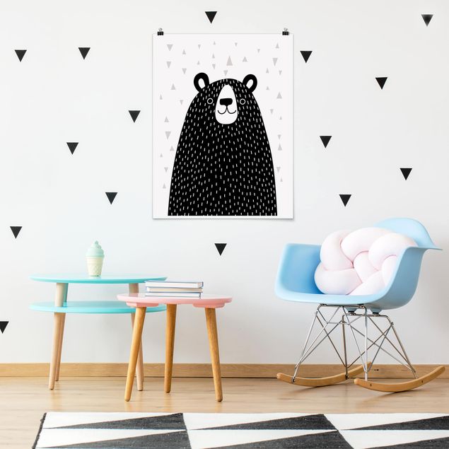 Posters svart och vitt Zoo With Patterns - Bear
