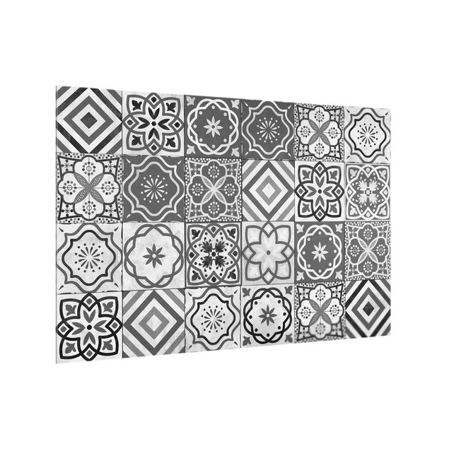 glasskiva kök Mediterranean Tile Pattern Grayscale