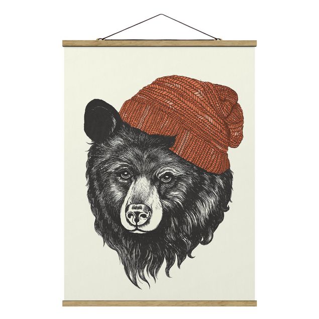 Tavlor modernt Illustration Bear With Red Cap Drawing