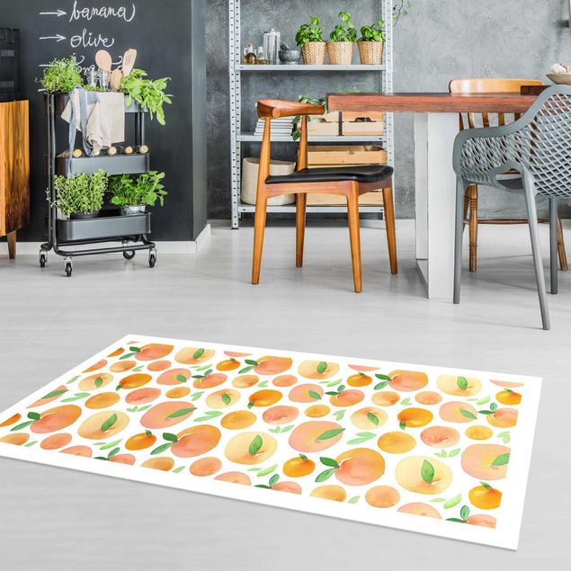 Kök dekoration Watercolour Oranges With Leaves In White Frame