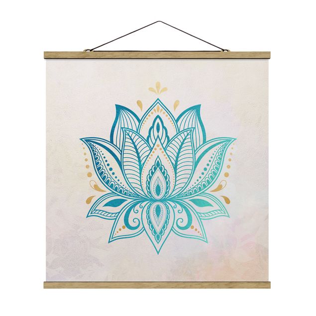 Tavlor andlig Lotus Illustration Mandala Gold Blue