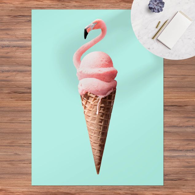 balkongmattor Ice Cream Cone With Flamingo