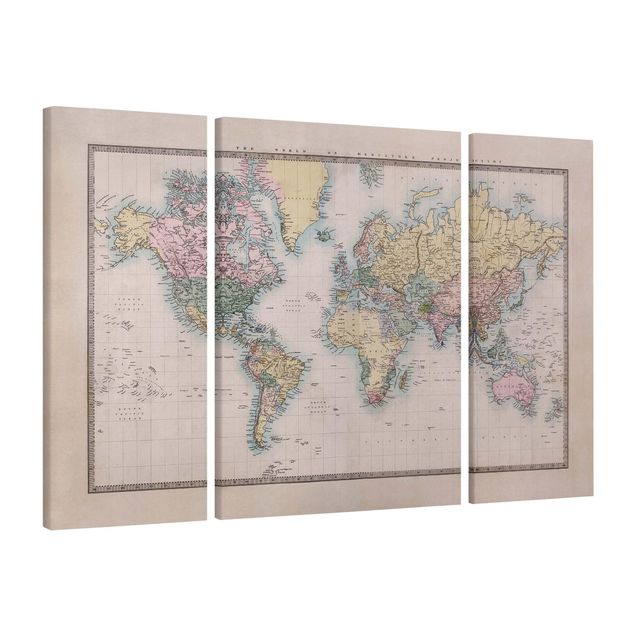 Canvastavlor världskartor Vintage World Map Around 1850