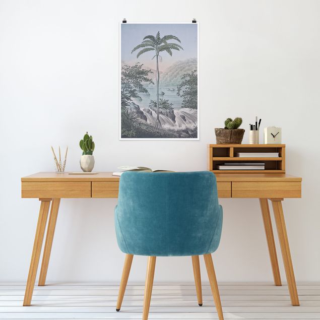 Posters konstutskrifter Vintage Illustration - Landscape With Palm Tree