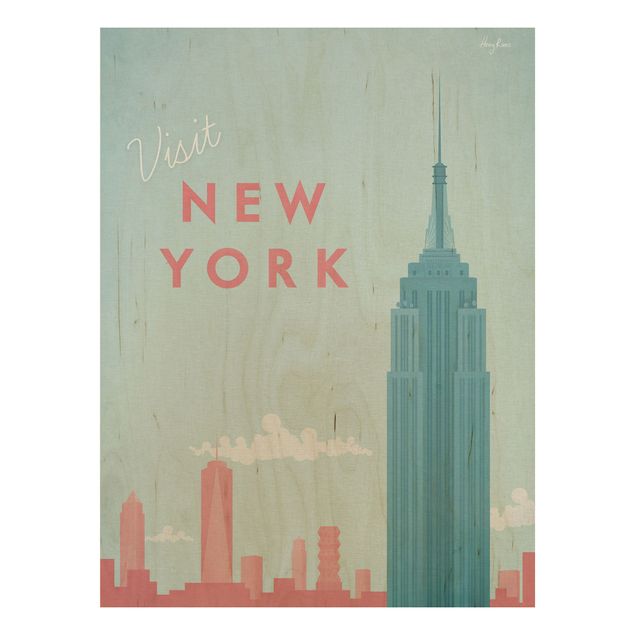 Trätavlor vintage Travel Poster - New York